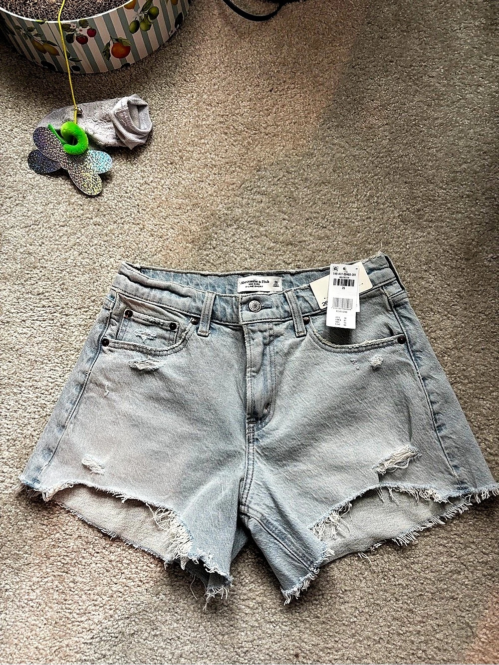 Abercrombie & Fitch Mid Rise A-Line Short Denim Blue Waist 26